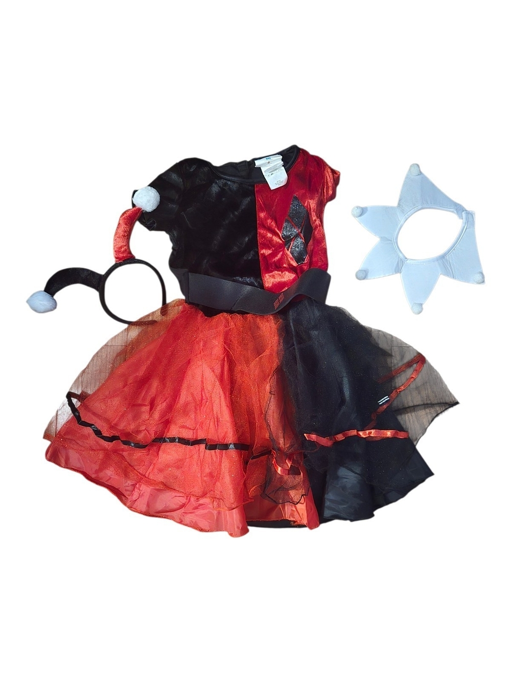 Kids Harley-Style Red & Black Joker Costume Dress M (7/8)